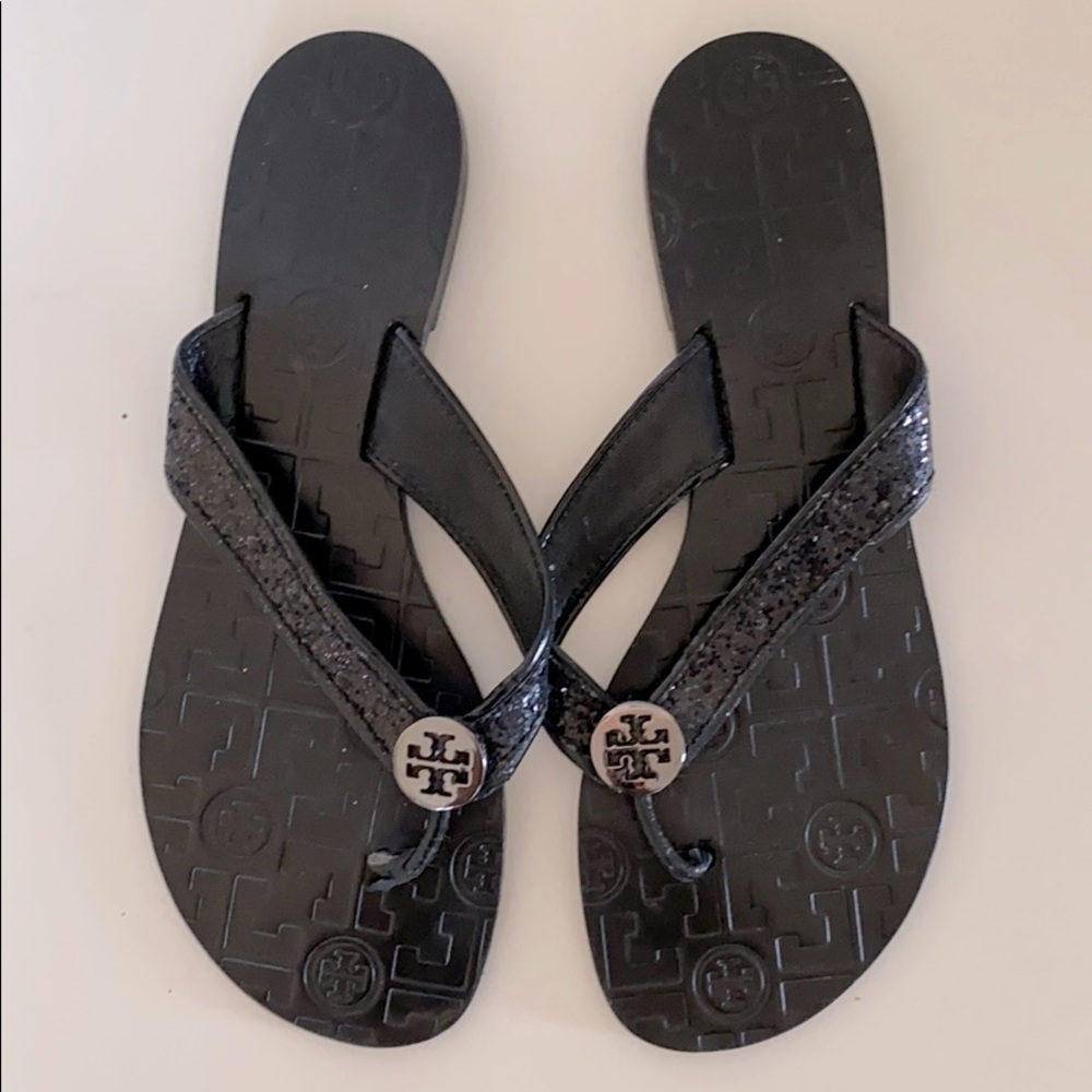 Tory Burch Flip Flop, black glitter